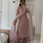 Designer party wear long pakistani suit-mauve