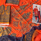 Pure lawn suit with full size chiffon dupatta-orange