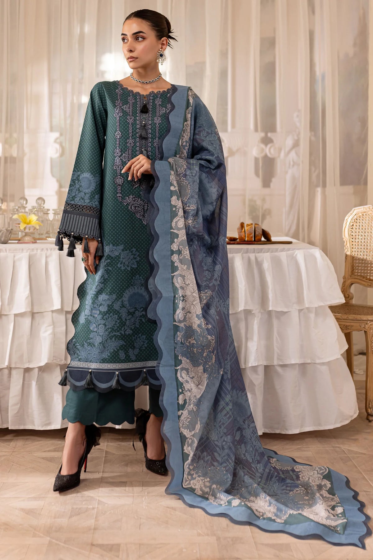 Embroidered lawn with lawn dupatta-7