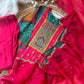 Silk hand detailed suit with organza scalloped dupatta -B678