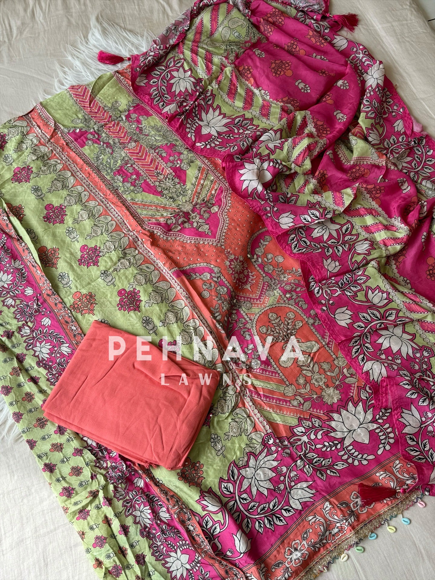 Pure muslin with detailings  and muslin Dupatta-112