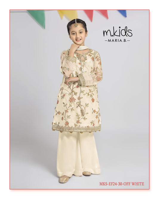 Kids party wear -ready to wear MKS-EF24-30-OFF WHITE