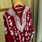 Authentic chikankaari embroidered suit-deep red