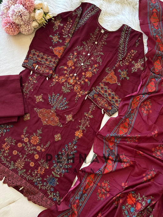 Rayon Embroidered Suit-8034/3745