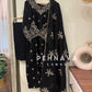 Premium designer ready to wear 3 peice embroidered suit-black