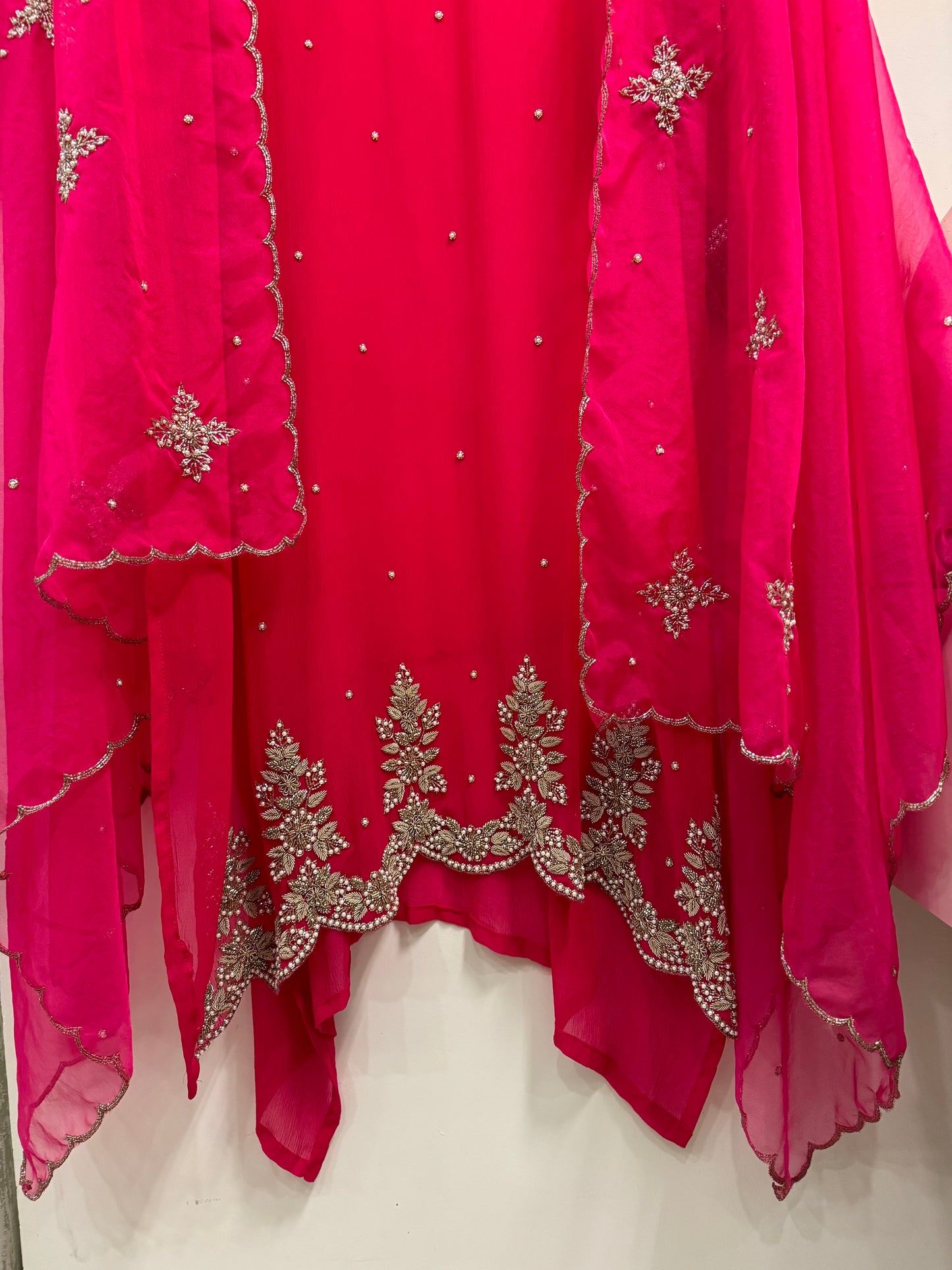 Premium Chiffon handwork suit with bottom and organza dupatta-918