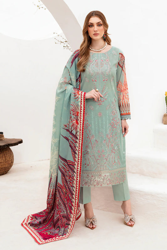 Lawn embroidered suit-G-209