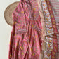 Cotton pink anarkali suit with v-neck