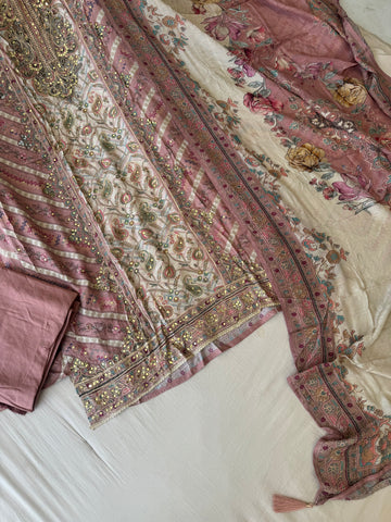 Pure muslin with detailings  and muslin Dupatta-122