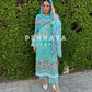 Paki printed suit with embroidered patches -1001