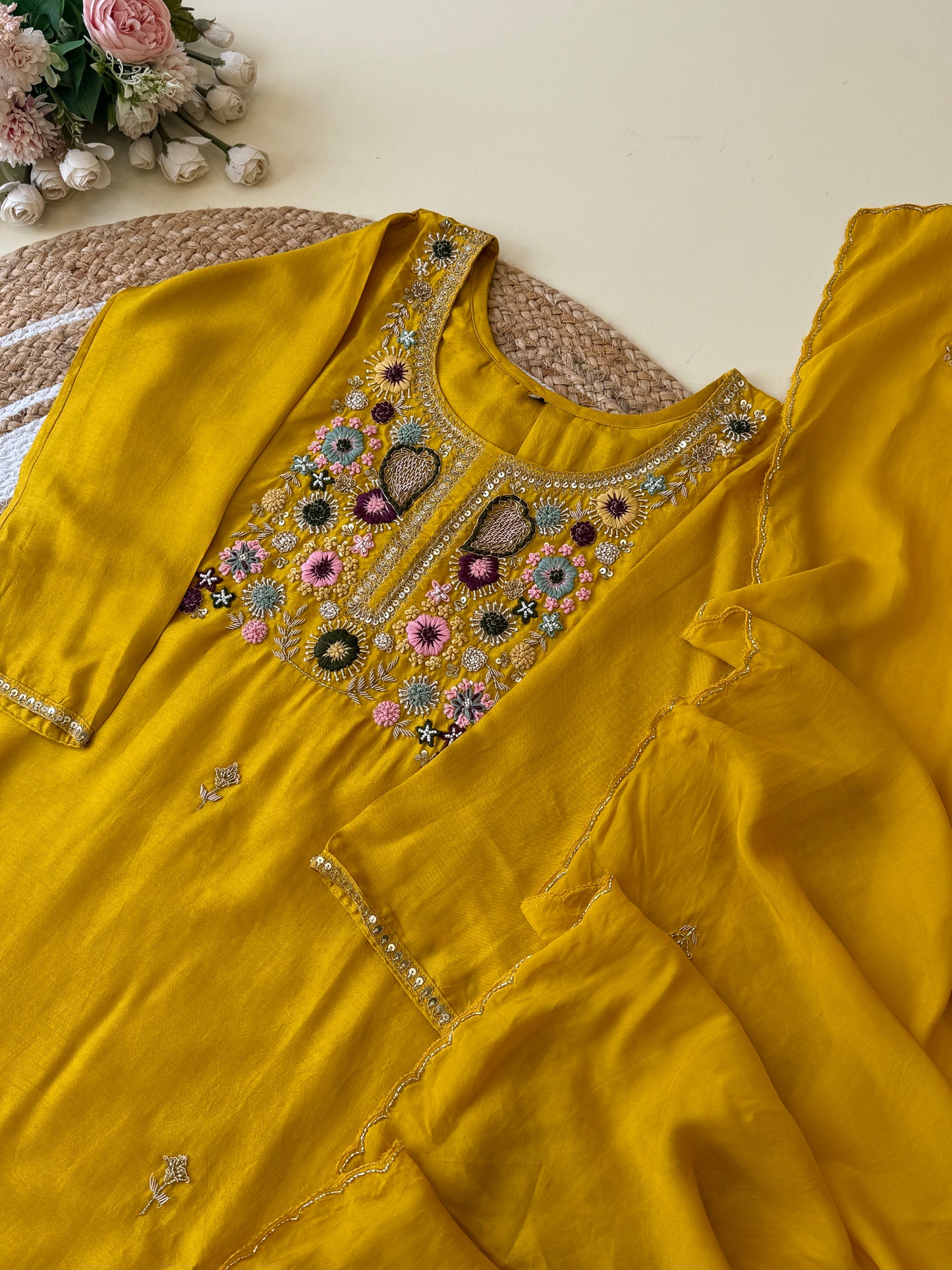 Russian silk suit with scalloped dupatta-3939