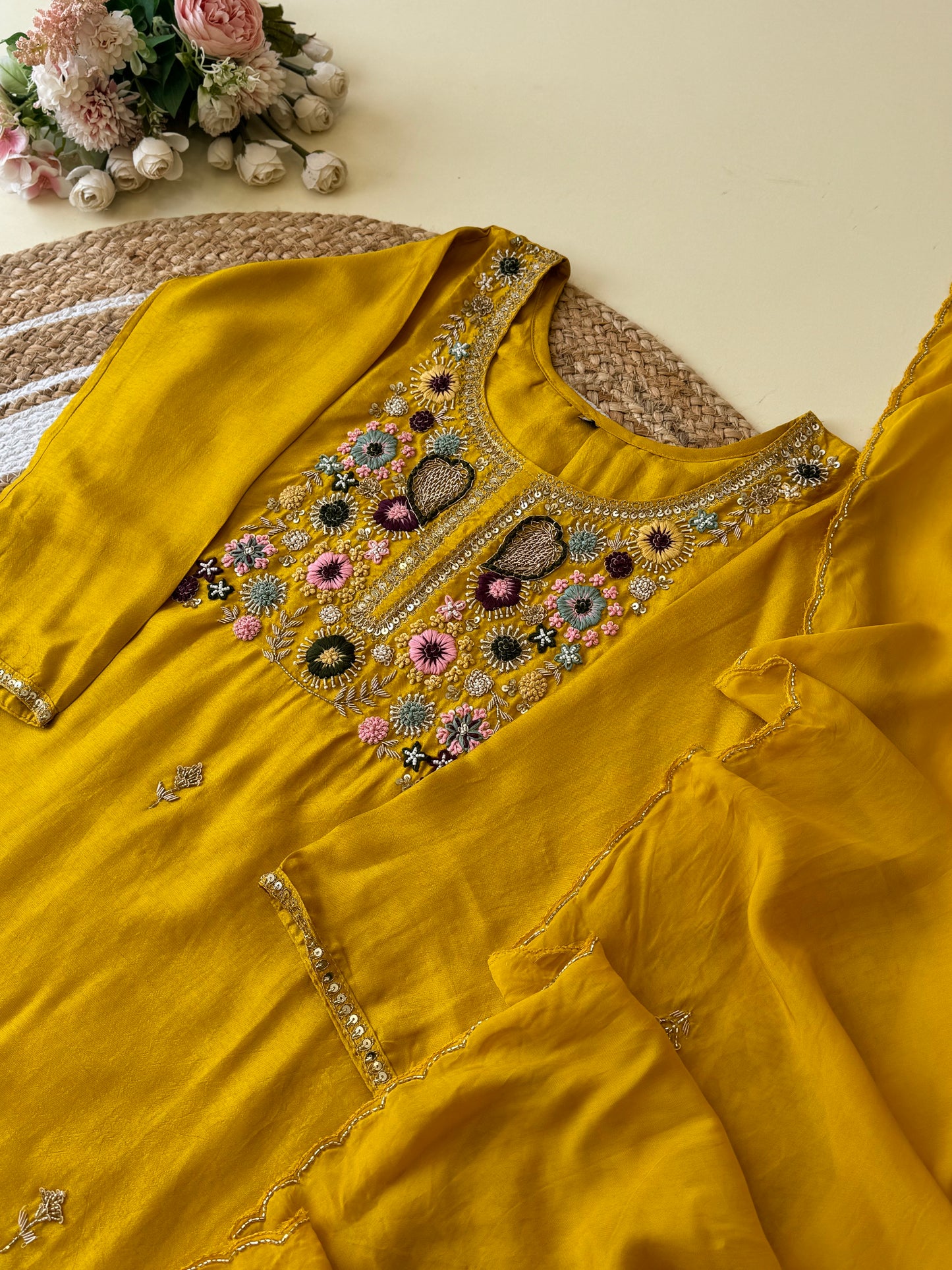 Russian silk suit with scalloped dupatta-3939