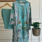 Embroidered casual suit with cotton embroidered dupatta-blue