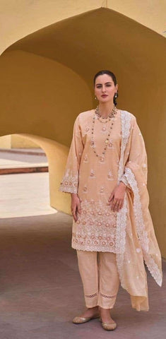 Embroidered suit with embroidered chiffon dupatta-1001