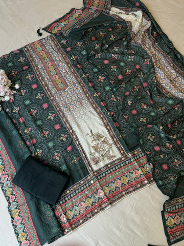 Pure muslin with detailings  and muslin Dupatta-101