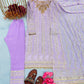 Lavender Embroidered georgette suit with mirror embroidery and moti latkan