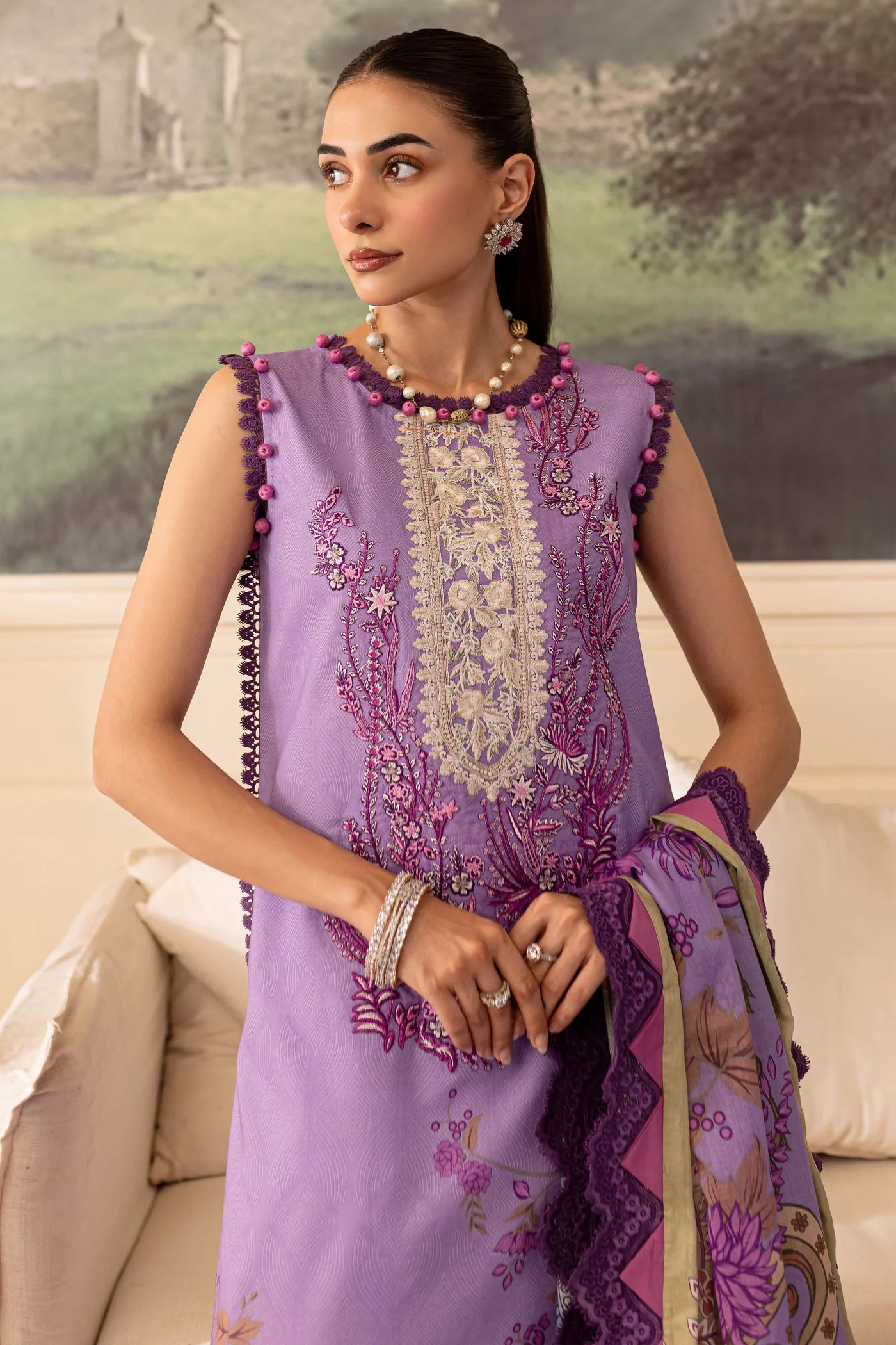 Embroidered lawn with lawn dupatta-9