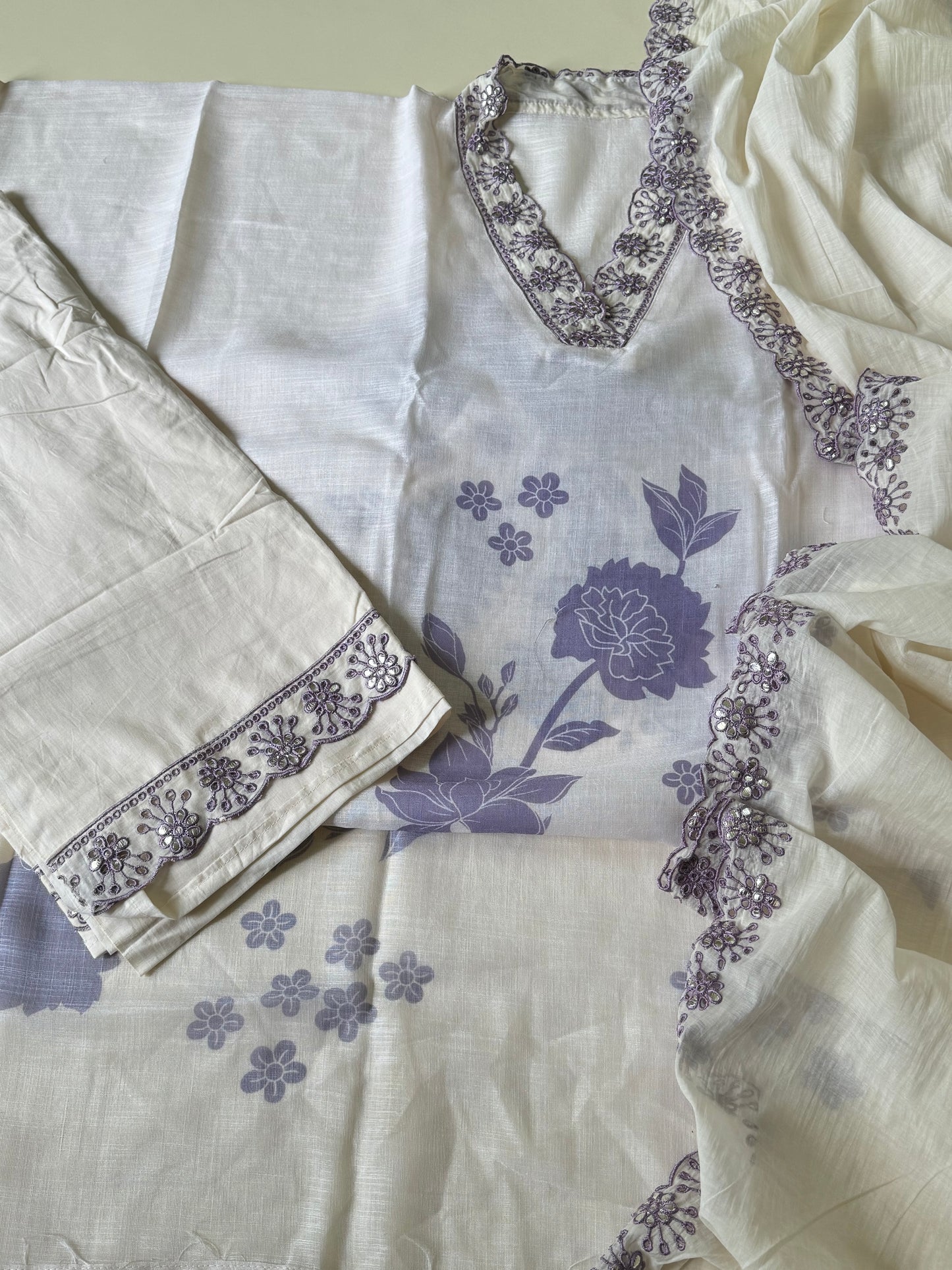 Linen semi stitch suit with pure linen dupatta-2232