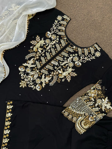 Black Georgette suit with shimmer dupatta