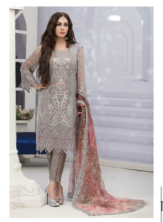 Pure chiffon semi stitched suit-5