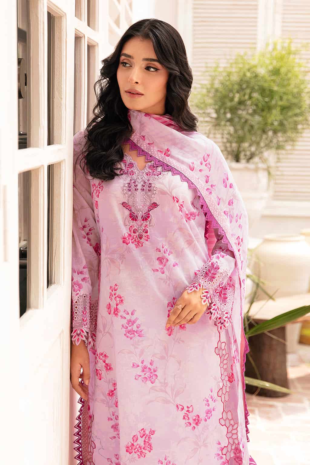 comfy cotton co-od suit with chiffon dupatta-3473