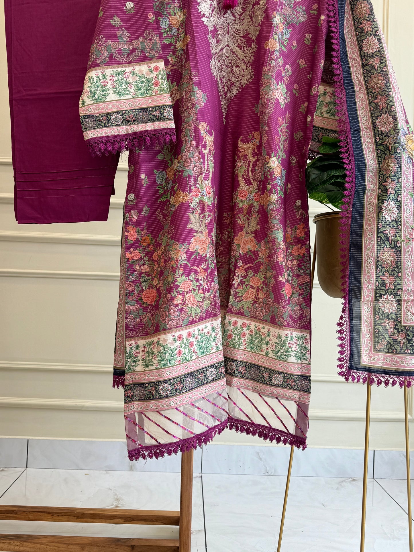 Khaadi Heritage Embroidered Lawn Suit – 3-Piece Premium Collection pink