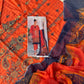 Pure lawn suit with full size chiffon dupatta-orange