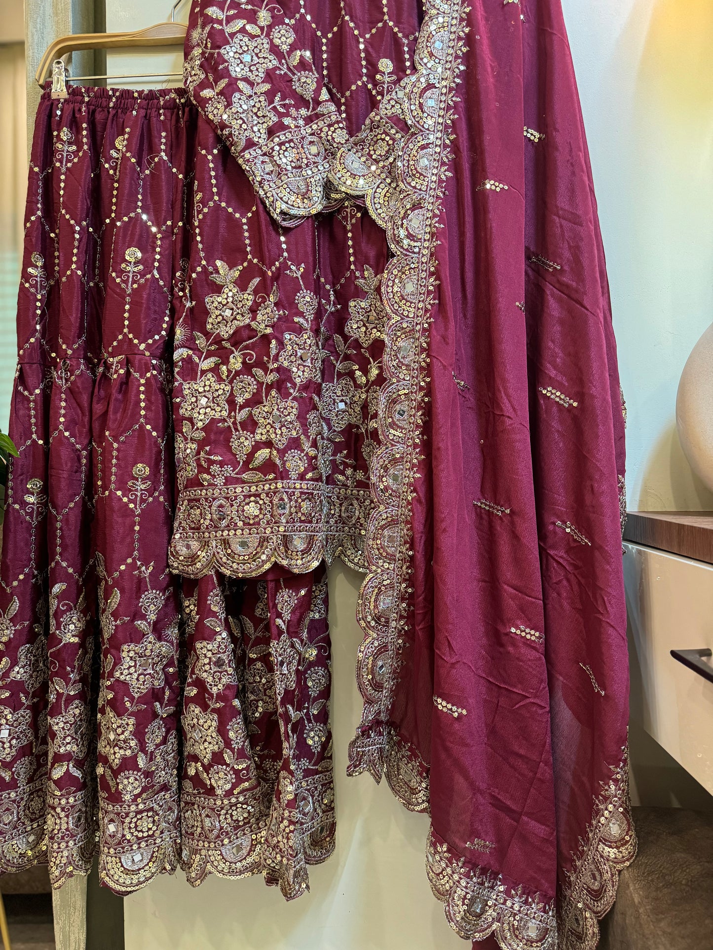 Chinnon embroidered ready to wear suit with sharara-1616