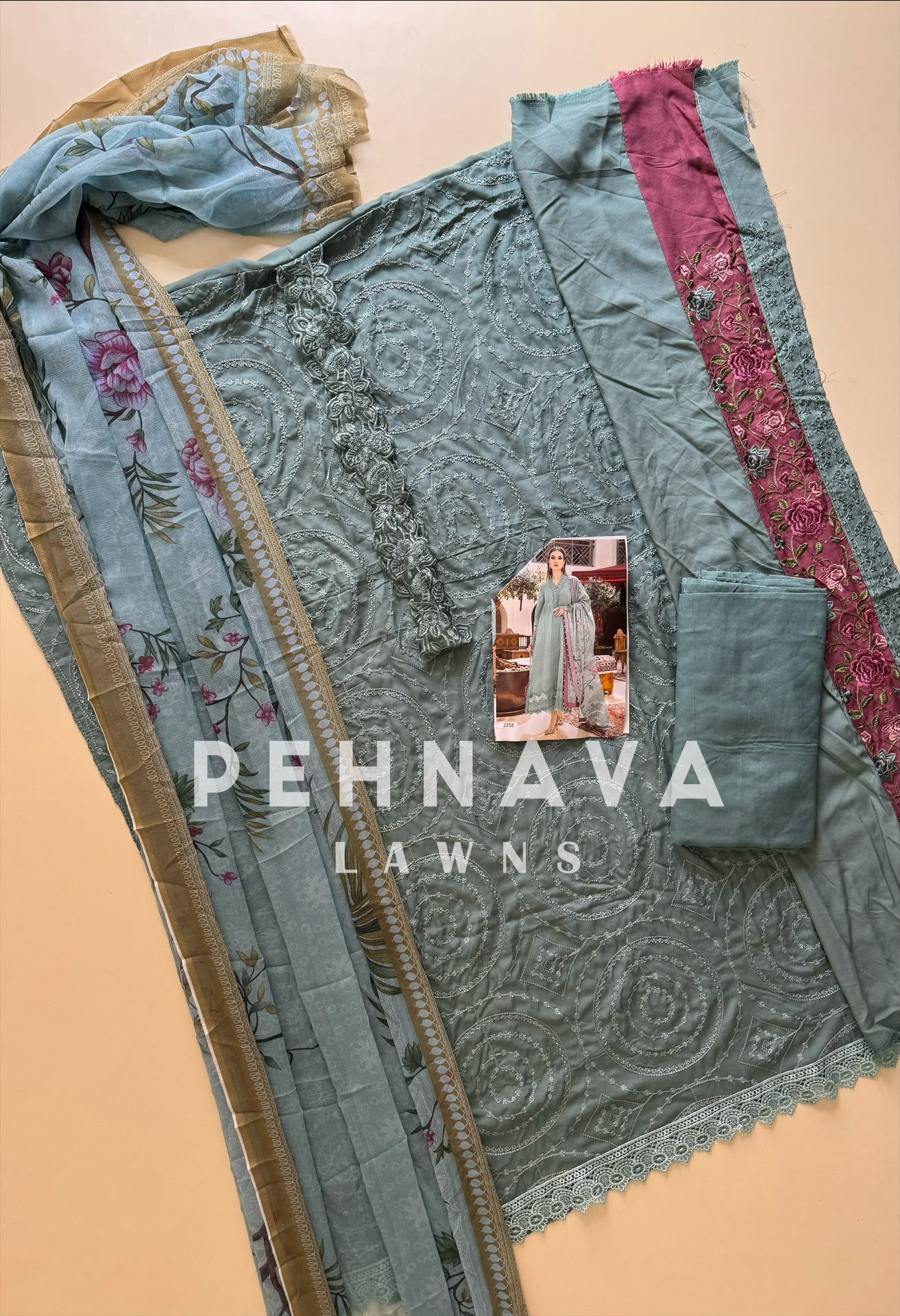 Rayon embroidered casual wear-3358/3470