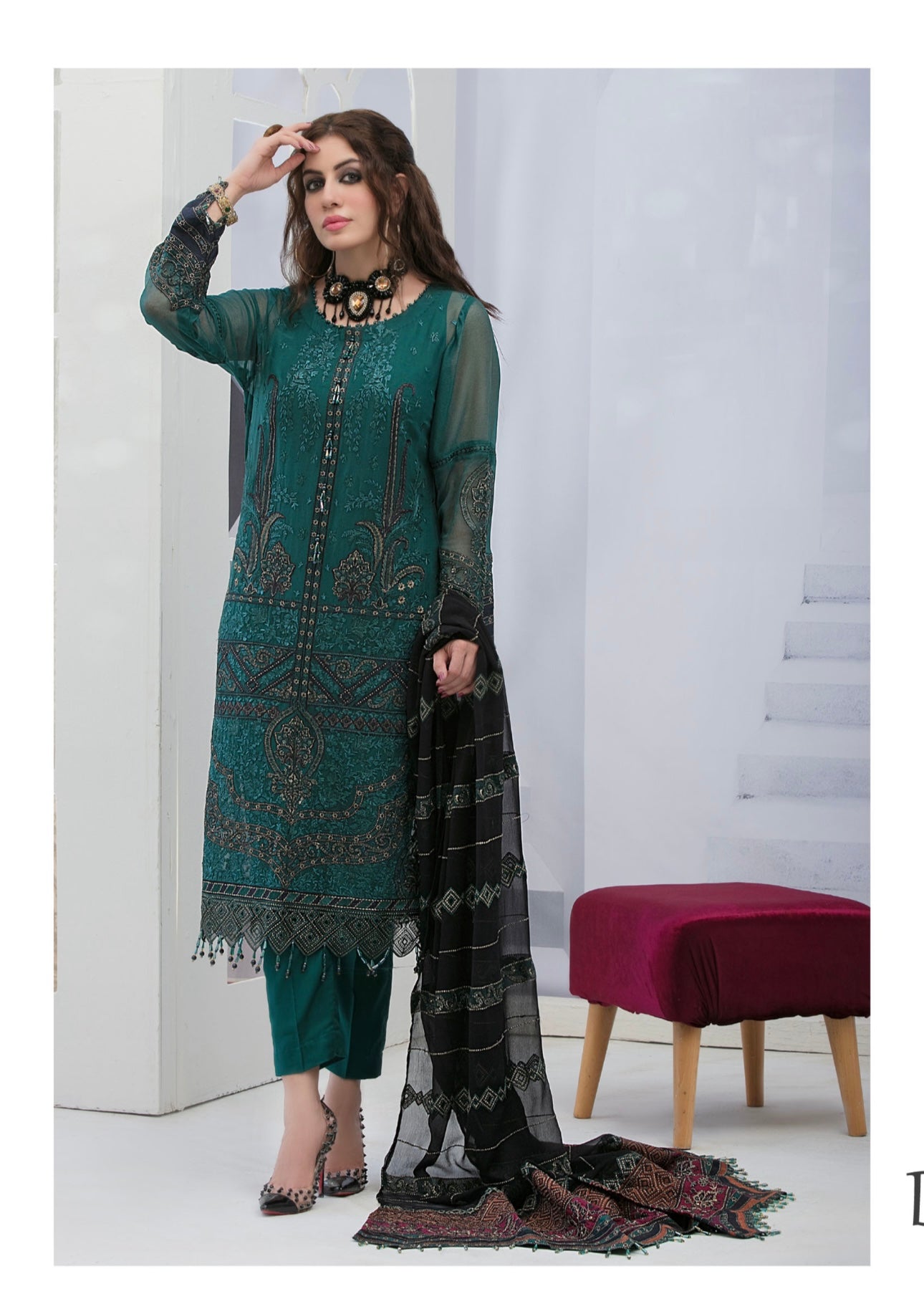 Pure chiffon semi stitched suit-6