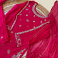 chinnon stitched suit with hand work detailings-hot pink