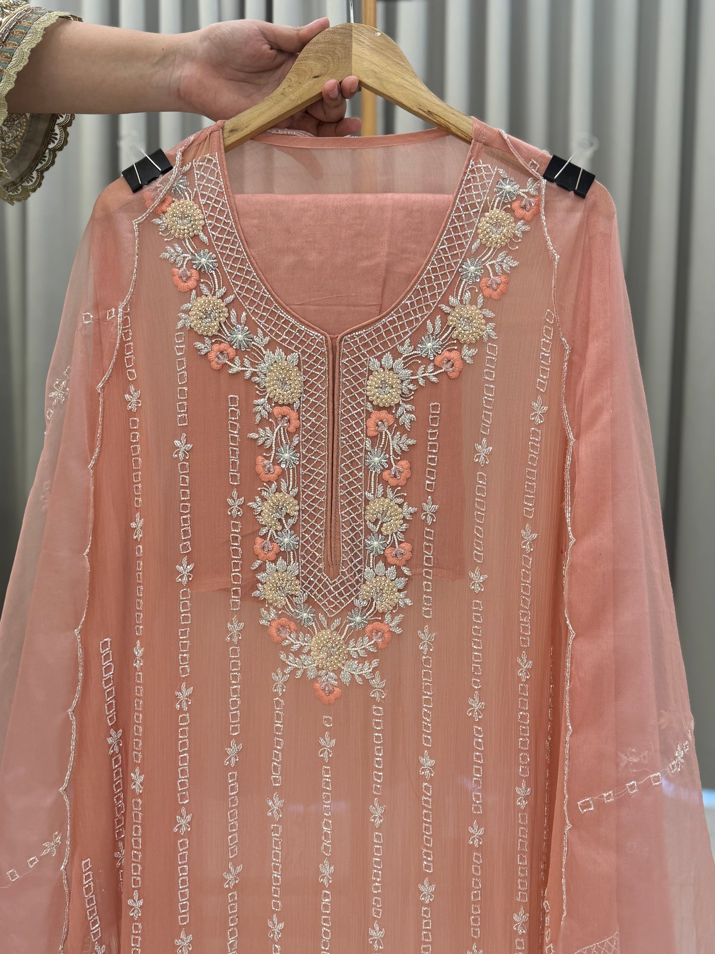 Premium chiffon handwork semi-stitched suit-2245