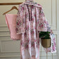 Khaadi Heritage Embroidered Lawn Suit – 3-Piece Premium Collection pink with organza nech detailing