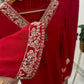 Pure crepe hand embroidered suit with scalloped Dupatta