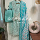 Cutwork embroidered suit with cotton dupatta-3