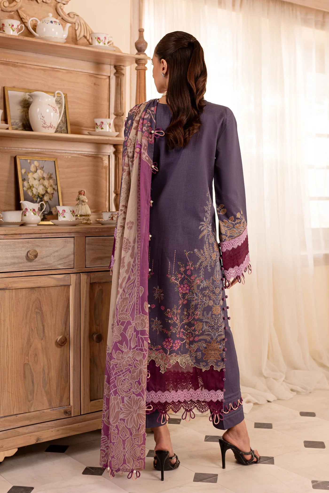 Embroidered lawn with lawn dupatta-2