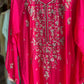 Premium Chinnon handwork semi-stitched suit-hot pink