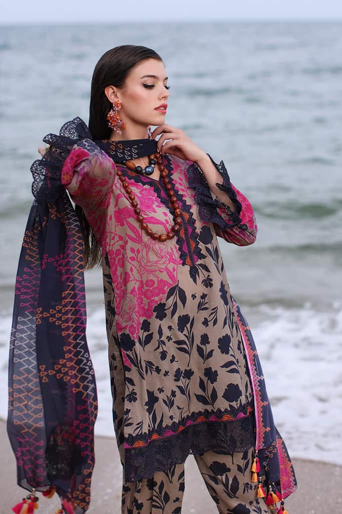 Cotton printed suit with chiffon dupatta -2009