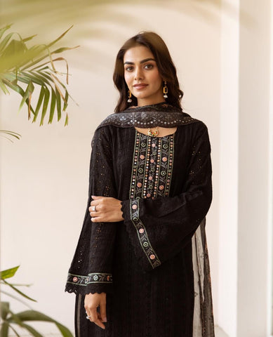 Cotton  hakoba embroidered suit-12