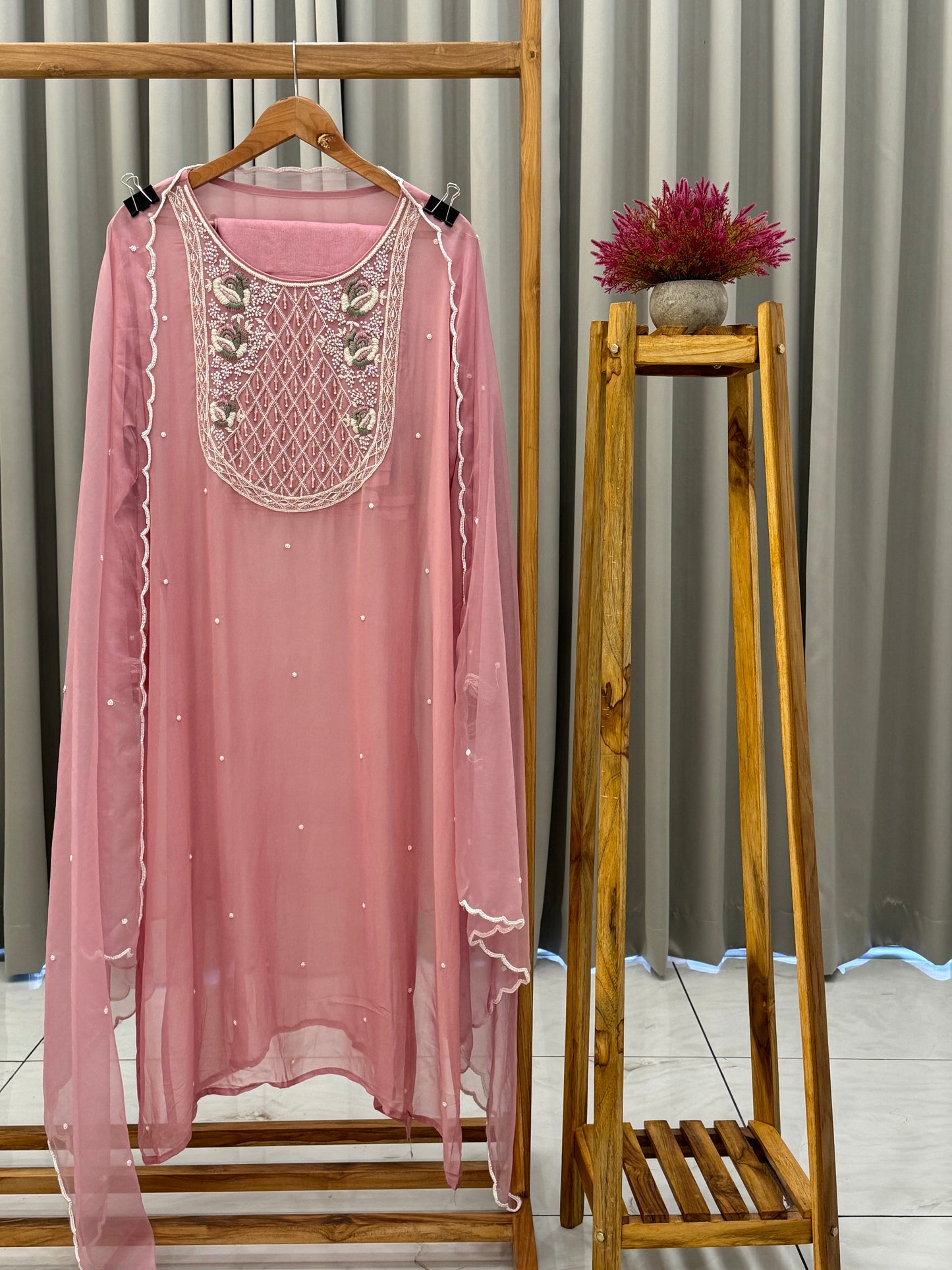 Premium chiffon handwork semi-stitched suit-2227