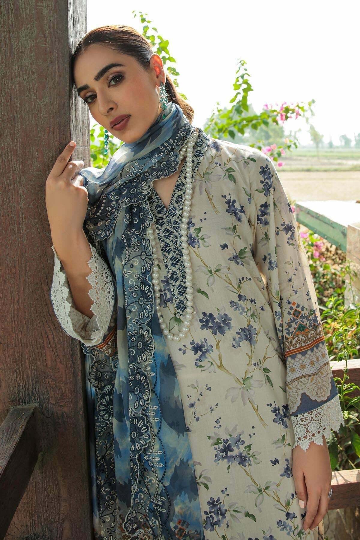 Nureh embroidered  dupatta casual suit 1718