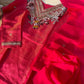 Tissue ready to wear suit with scalloped soft organza dupatta