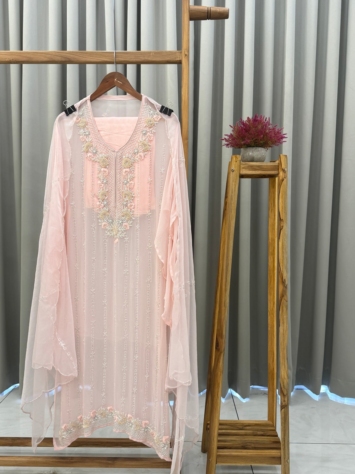 Premium chiffon handwork semi-stitched suit-2245