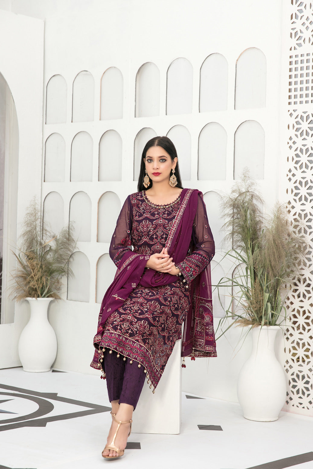 Georgette embroidered party wear-1585