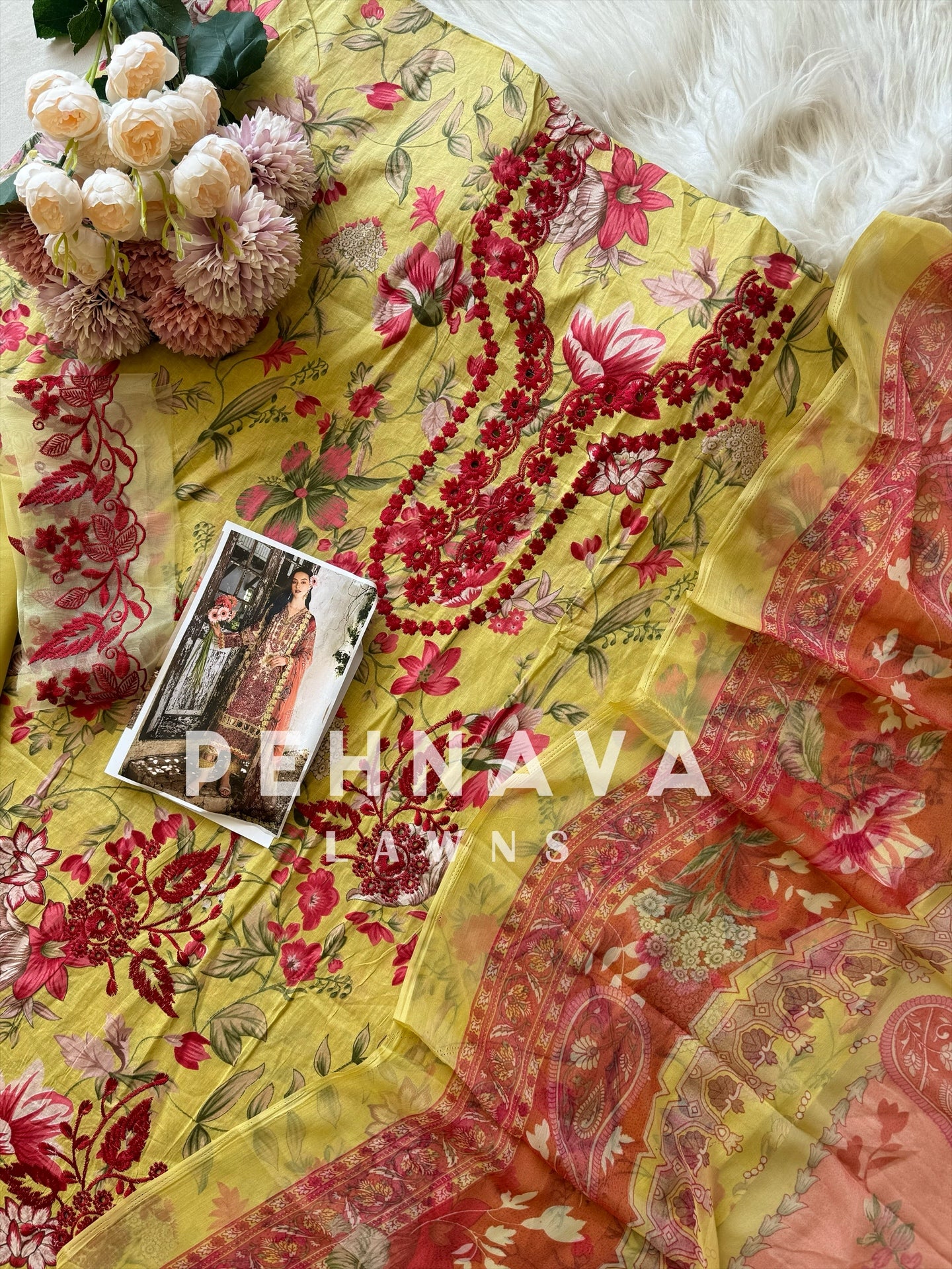 Floral embroidered cotton suit -1137