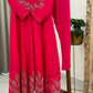 Silk anarkali  hand embroidered -hot pink