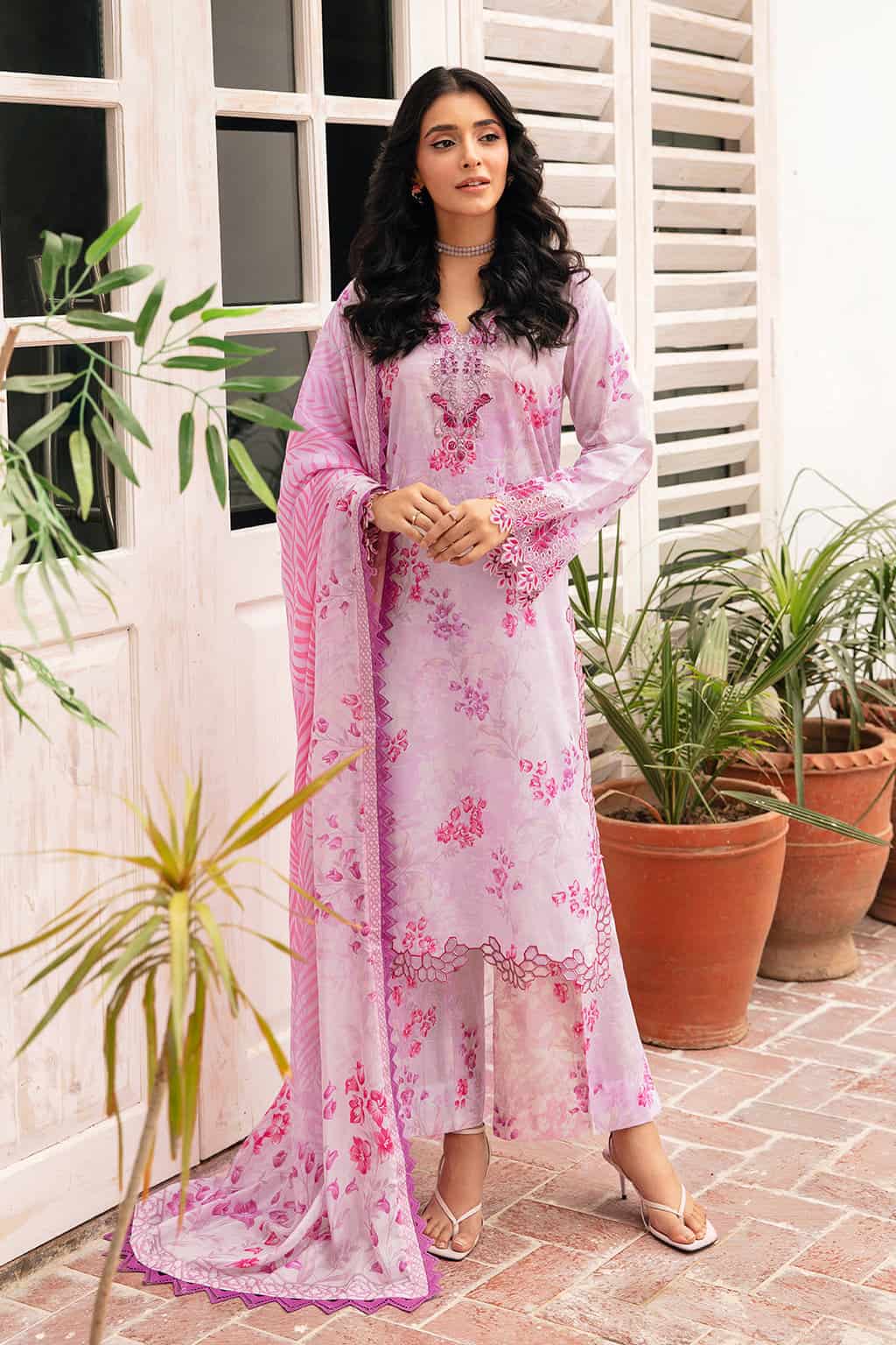 comfy cotton co-od suit with chiffon dupatta-3473