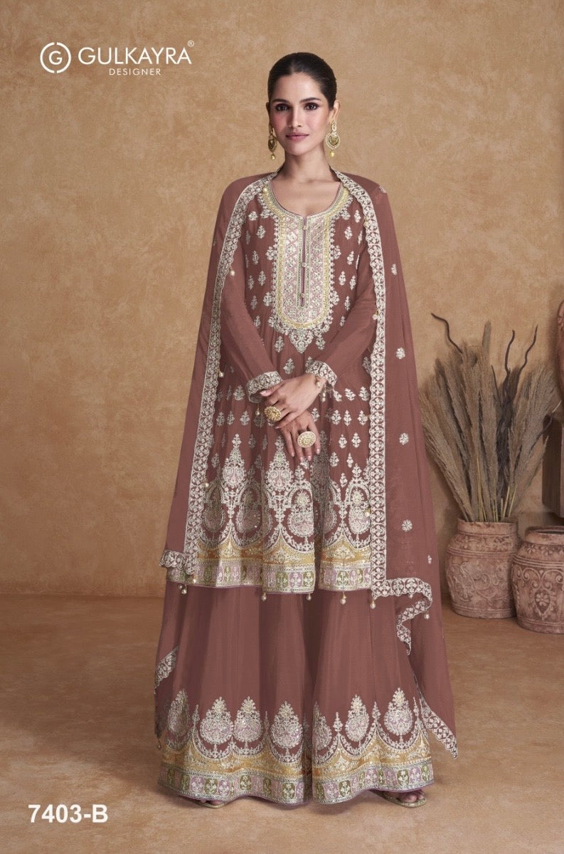 Georgette embroidered party wear 7403-color options available