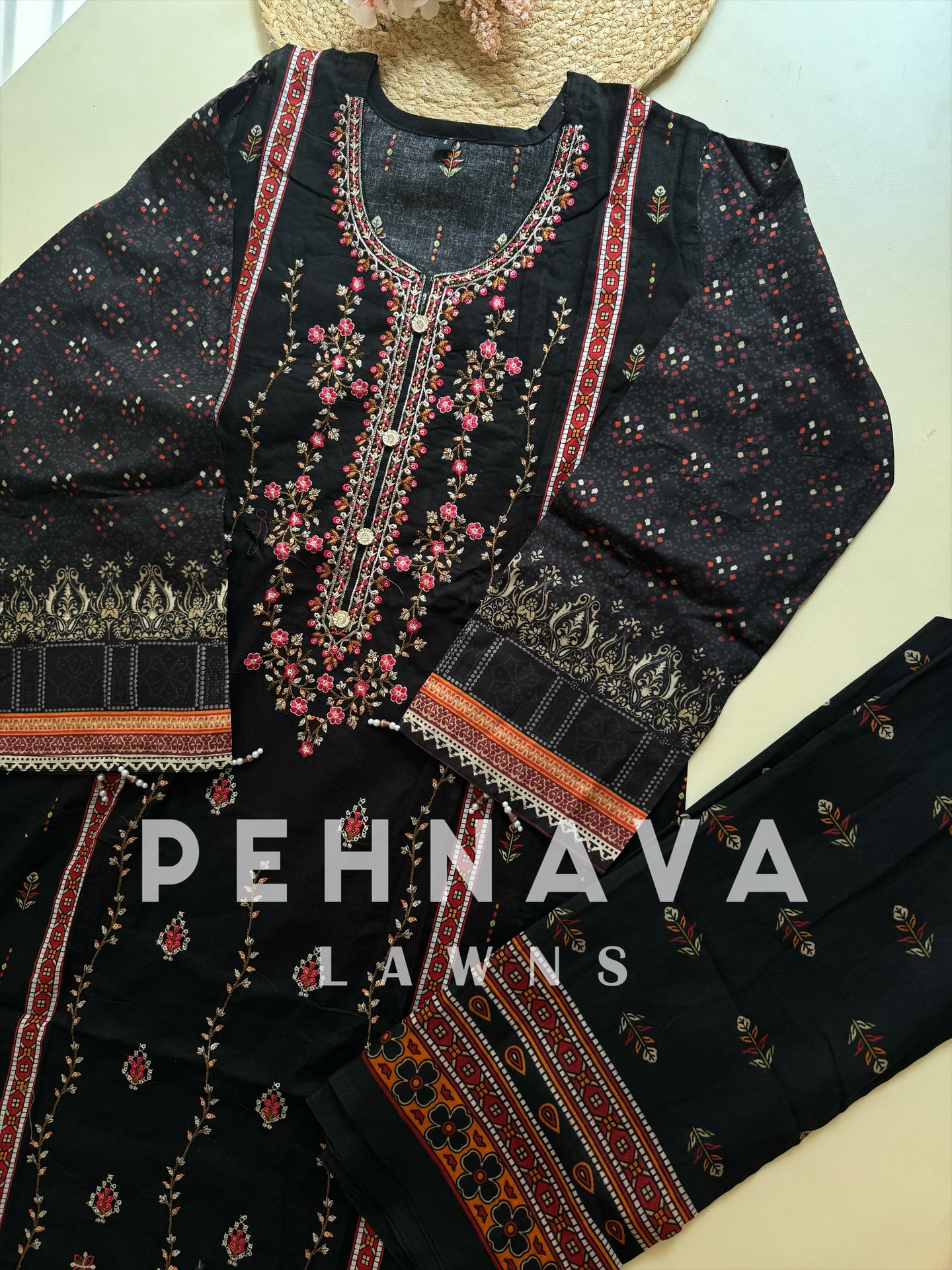 Fully embroidered suit with  dupatta option-3350