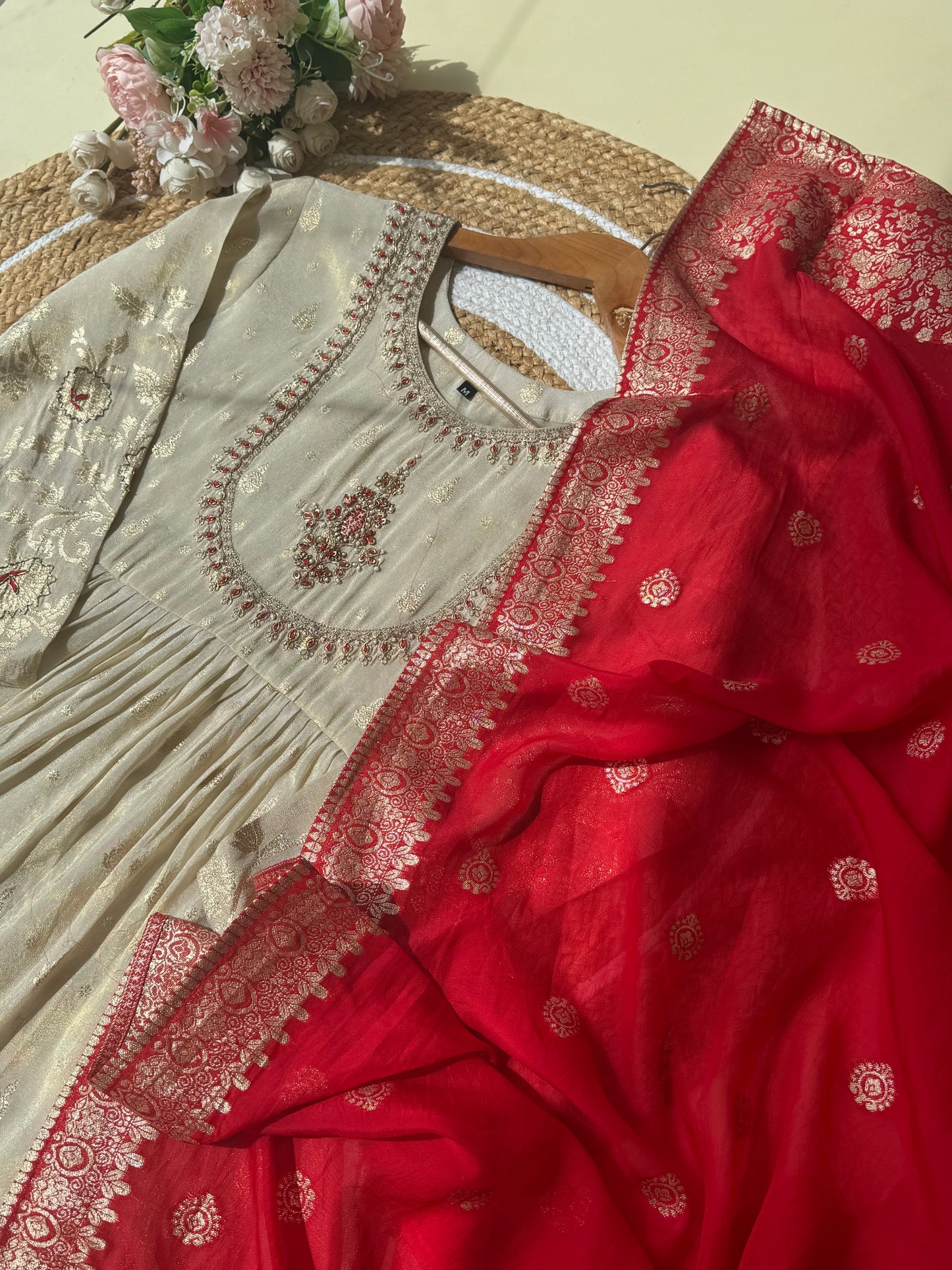 Silk anarkali suit with banarsi woven dupatta-4157